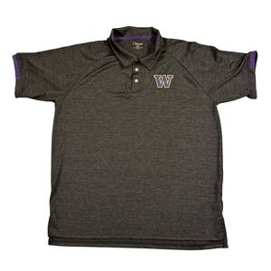 Chiliwear University of Washington Huskies Polo Shirt Mens XXL Gray Performance